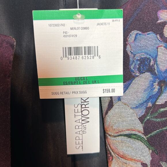 NWT MSRP $159 Anne Klein Floral Tapestry Blazer Jacket - Size L - Picture 6 of 6
